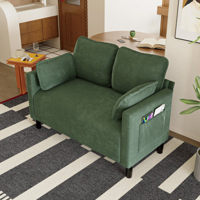 Soft Loveseat Couch W/Soft Cushions,Side Storage Pocket,for Living Room,Apartment,Dorm,Office