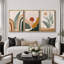 «Mid Century Modern Boho», feuille de fougère abstraite et paysage du désert-73721024-73721026