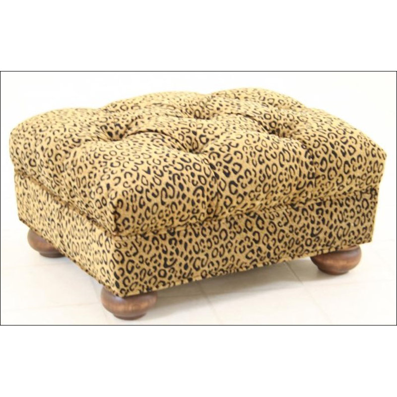 Leather Ottoman, Africa Antique Red, Brushy Bayou