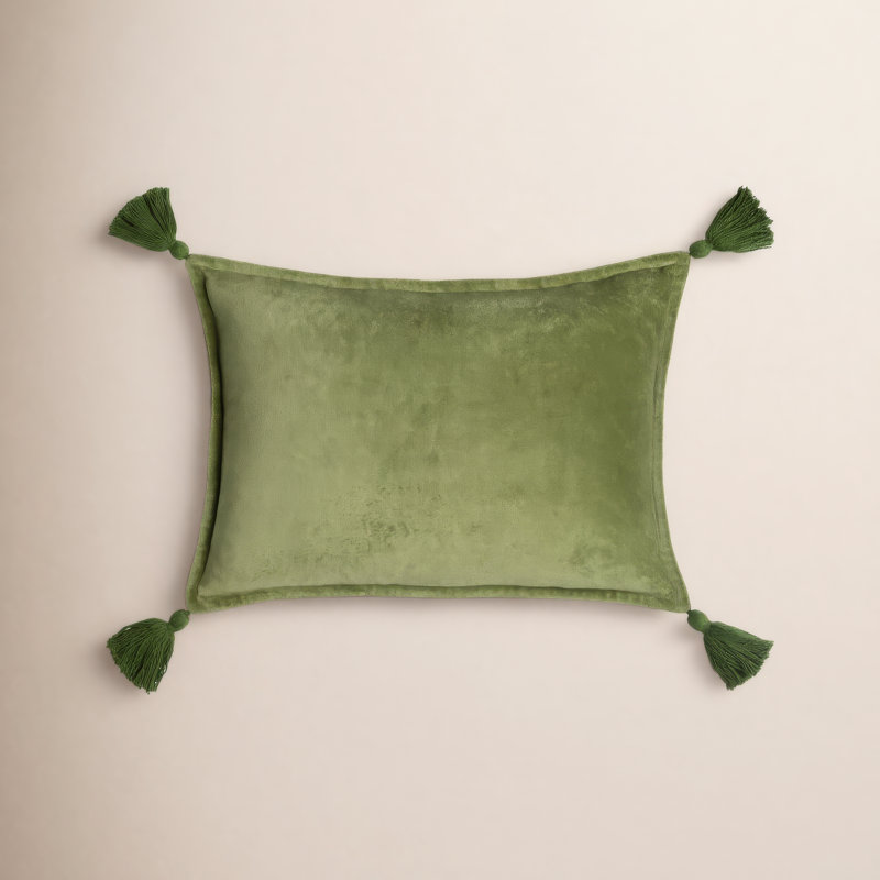 Housse et insert de coussin rectangulaire 100% coton Norwin, Vert gazon, Housse de coussin seulement - sans coussin