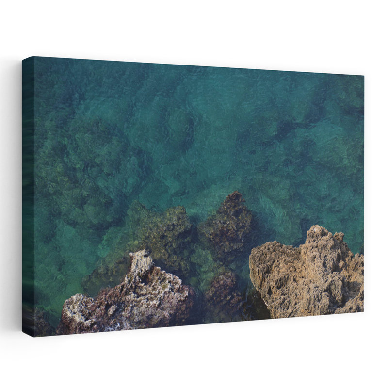 Affiche murale abstraite représentant des eaux côtières turquoise, H 12 po x l 18 po