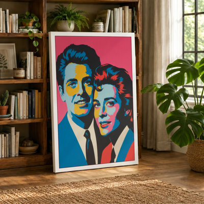 Dual Portraits in Pink Pop Art 1 Piece Wrapped Canvas Wall Art
