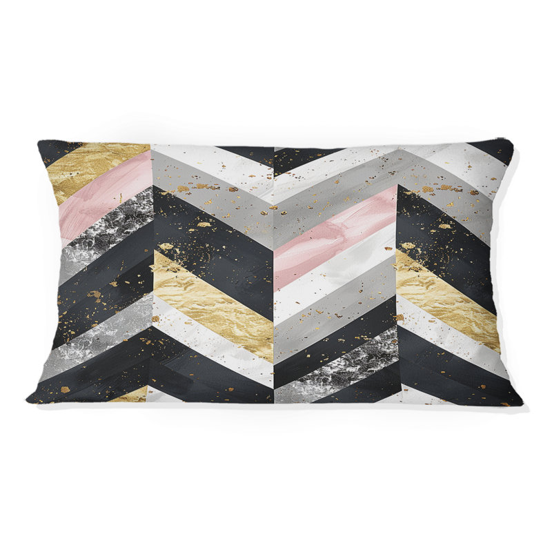 Coussin lombaire Glam Chevron I - Glam, Gris / rose