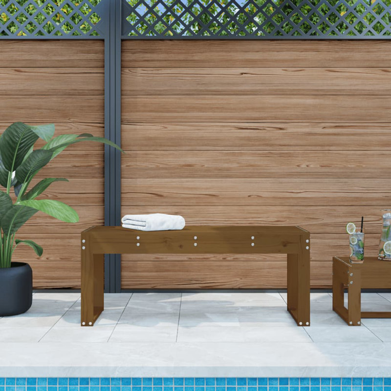 Dimmick Solid Wood Outdoor Bench, Honey Brown, 45cm H x 110cm W x 38cm D