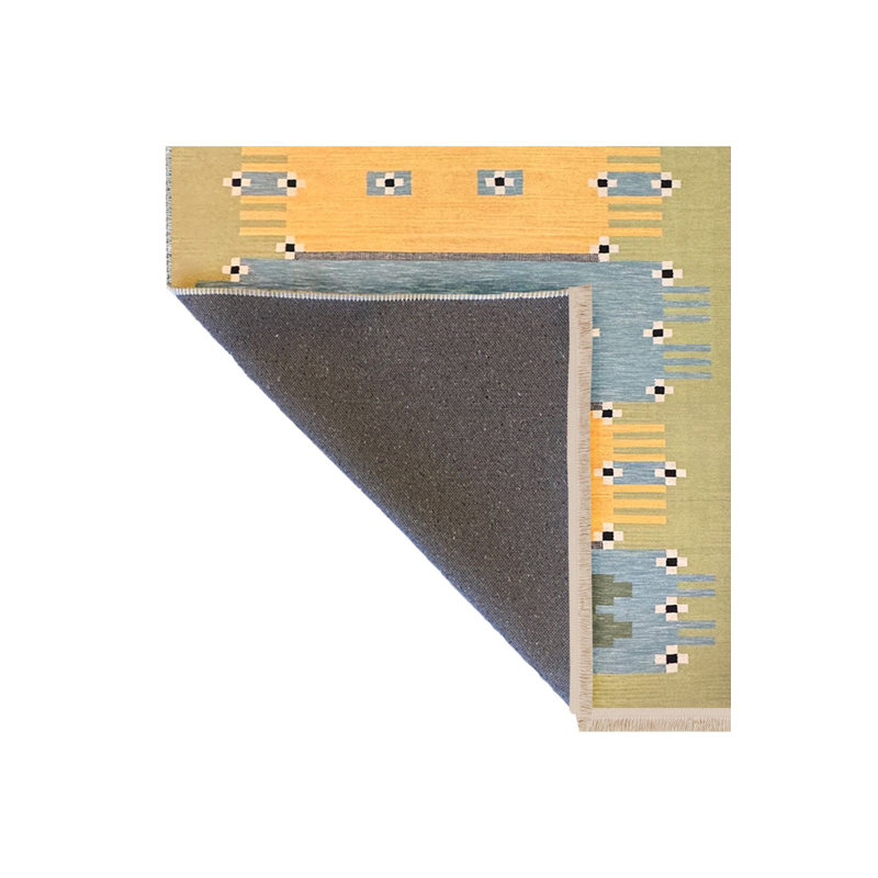 Tapis jaune délavé à motif traditionnel délavé, Sous-tapis rectangulaire 5 pi 1 po x 7 pi 7 po inc