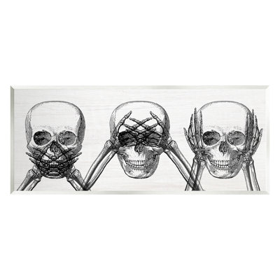 «Speak See Hear No Evil Skulls», plaque murale par Lil 'Rue