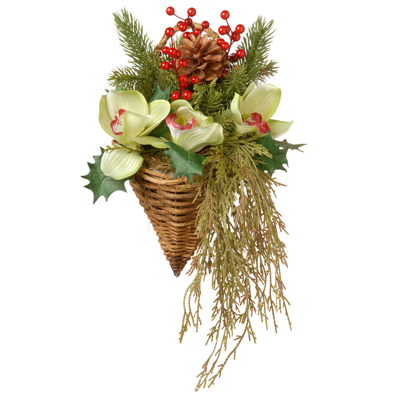 11" Cymbidium Flower Wall Basket