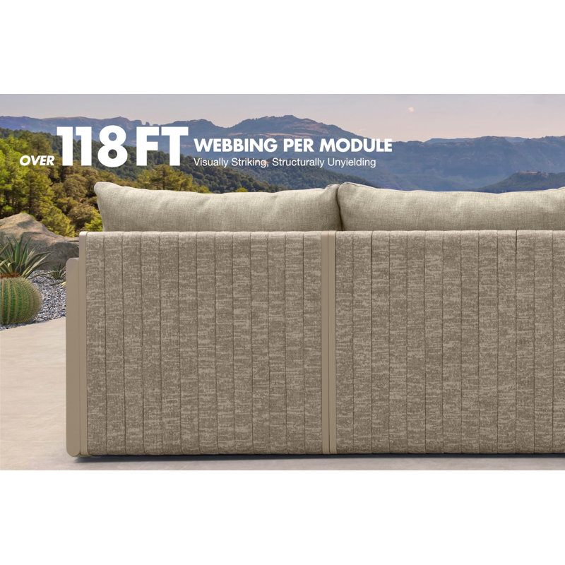 Ensemble de conversation pour patio 9 pièces avec repose-pieds, canapé modulaire d'extérieur en forme de L avec coussin, ensemble de conversation pour jardin