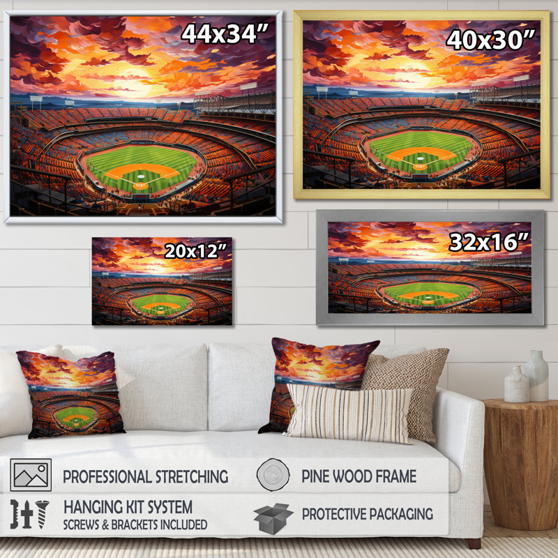 Abstract Baseball Stadium IV - Architecture Canvas Prints, H 16 po x l 32 po, Toile tendue