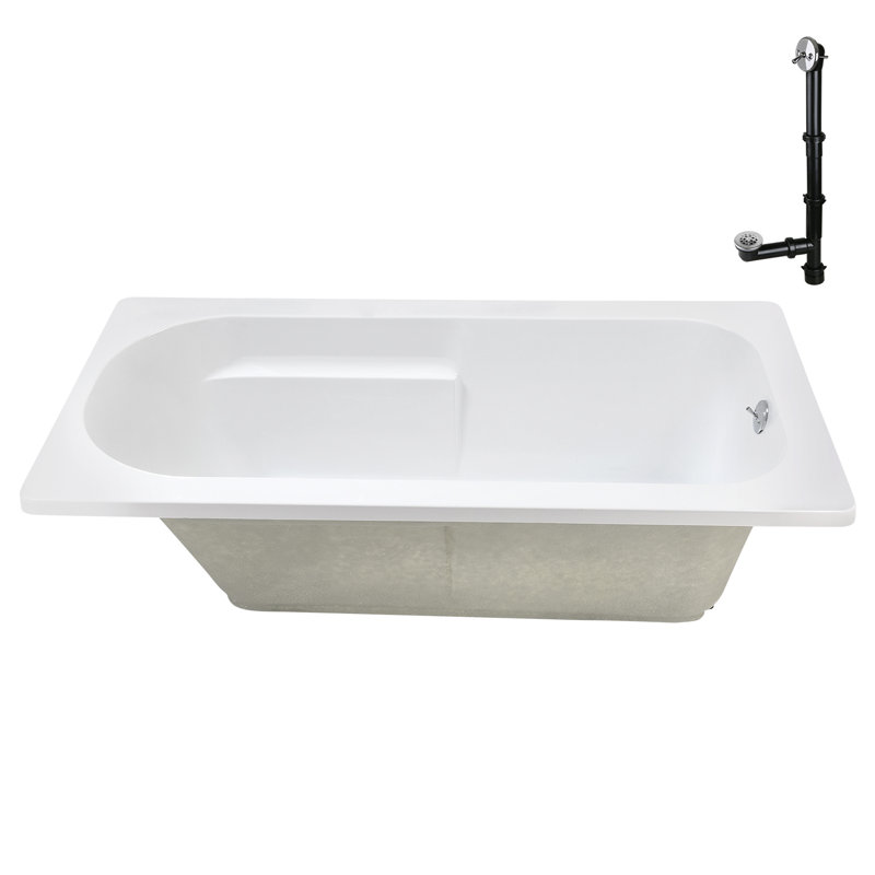 Baignoire de trempage en acrylique 66 po x 34 po, drain inclus, Chrome poli