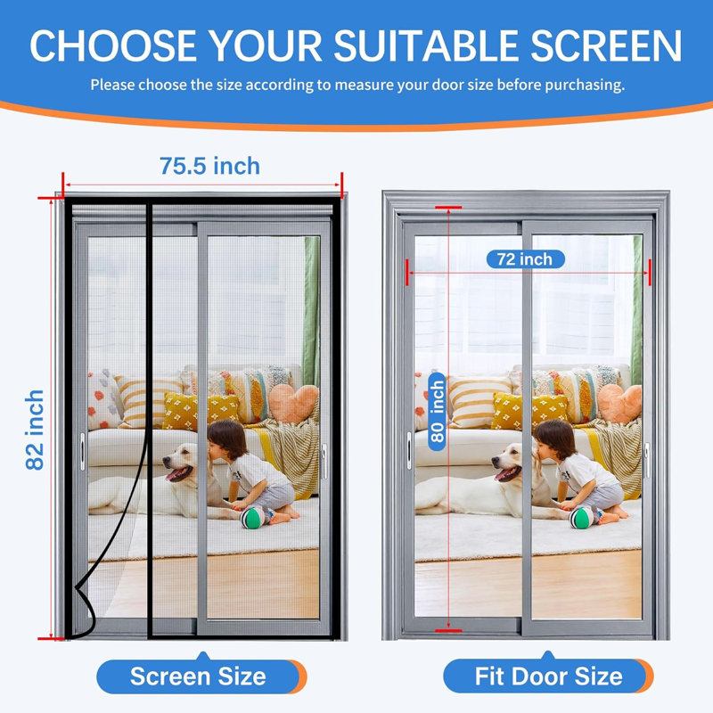 Couvercle de porte magnétique magnétique, 74" W x 82" H