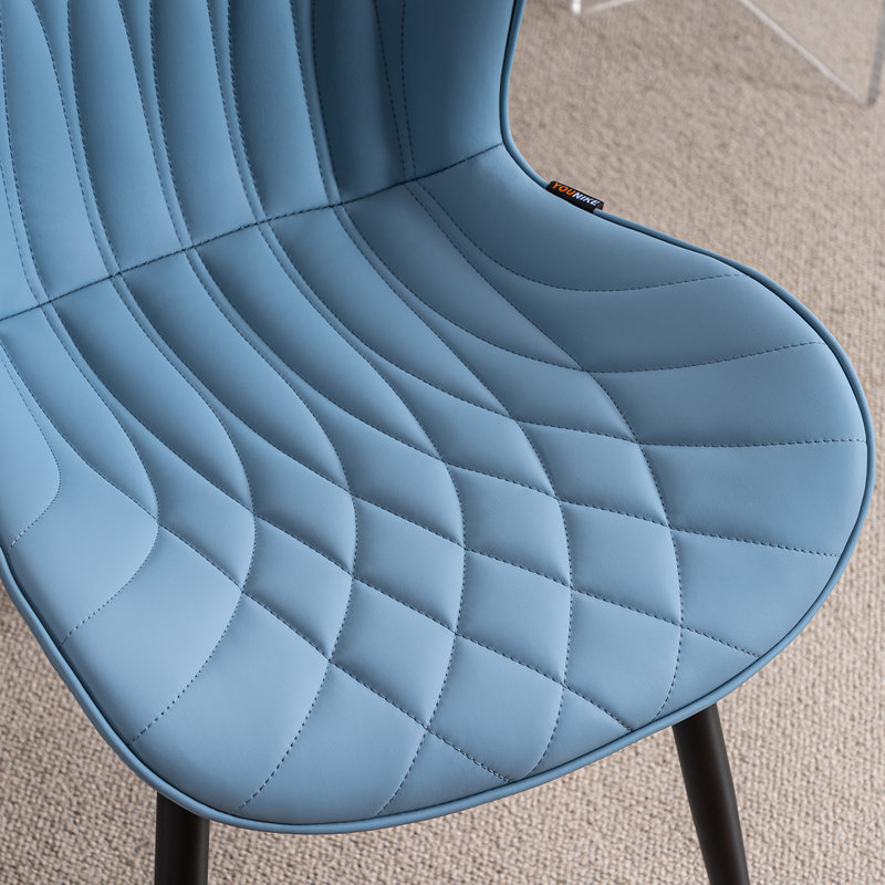 Chaise d'appoint rembourrée en similicuir avec structure en métal, Bleu