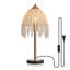 Élégante lampe de table en cristal avec cordes de perles en cascade et base luxueuse en marbre