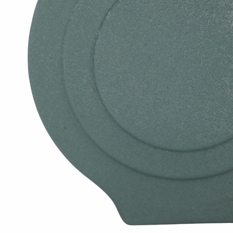 Modern Vase, Stoneware and Dolomite, Sculptural Round Design, Teal Blue