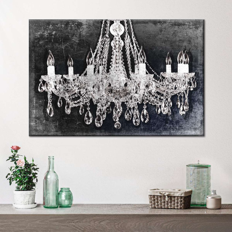 Lustre en cristal grunge sur toile, H 8 po x l 12 po x P 1 po