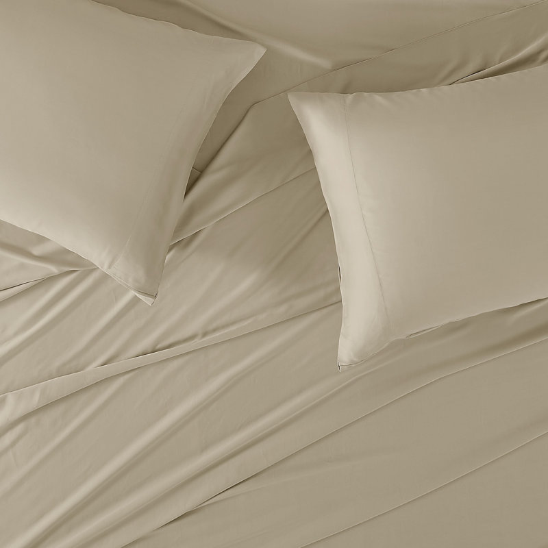 Frye 300 Thread Count Bamboo Sheet Set, Beige, Queen Sheet Set