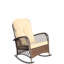 Chaise berçante pour l'extérieur, coussins et fabrication en acier, cour de jardin, attrait extérieur brun peu profond, motif de siège spacieux, modèle de structure, niveau du sous-sol
