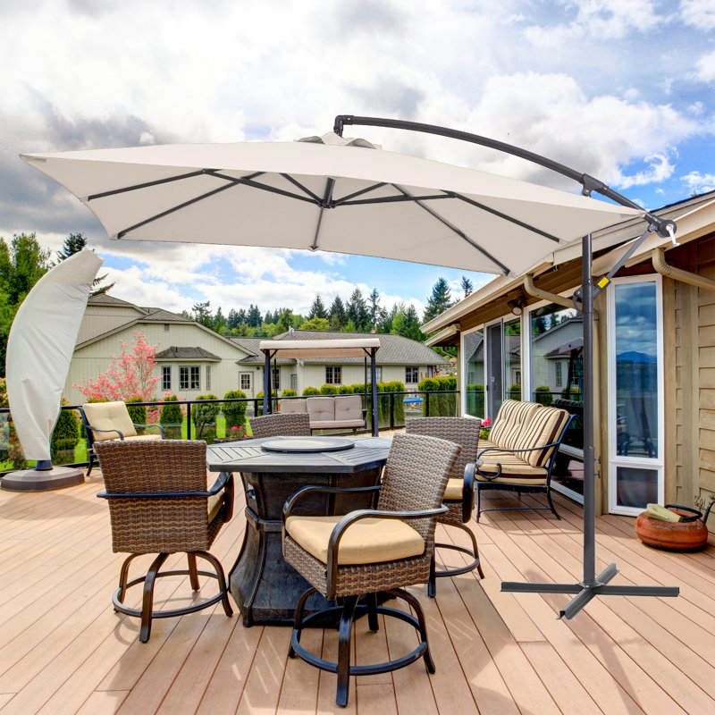 Vincenza 98.4" Cantilever Umbrella with Crank, Beige