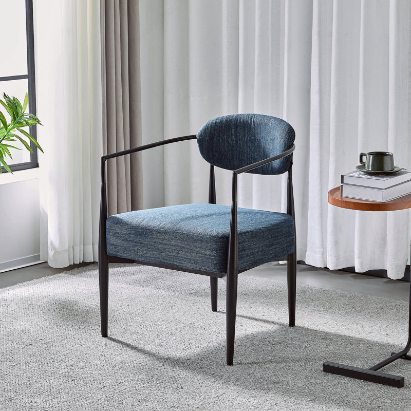 Fauteuil d'appoint rembourré Mid-Century, Navy Blue, Black