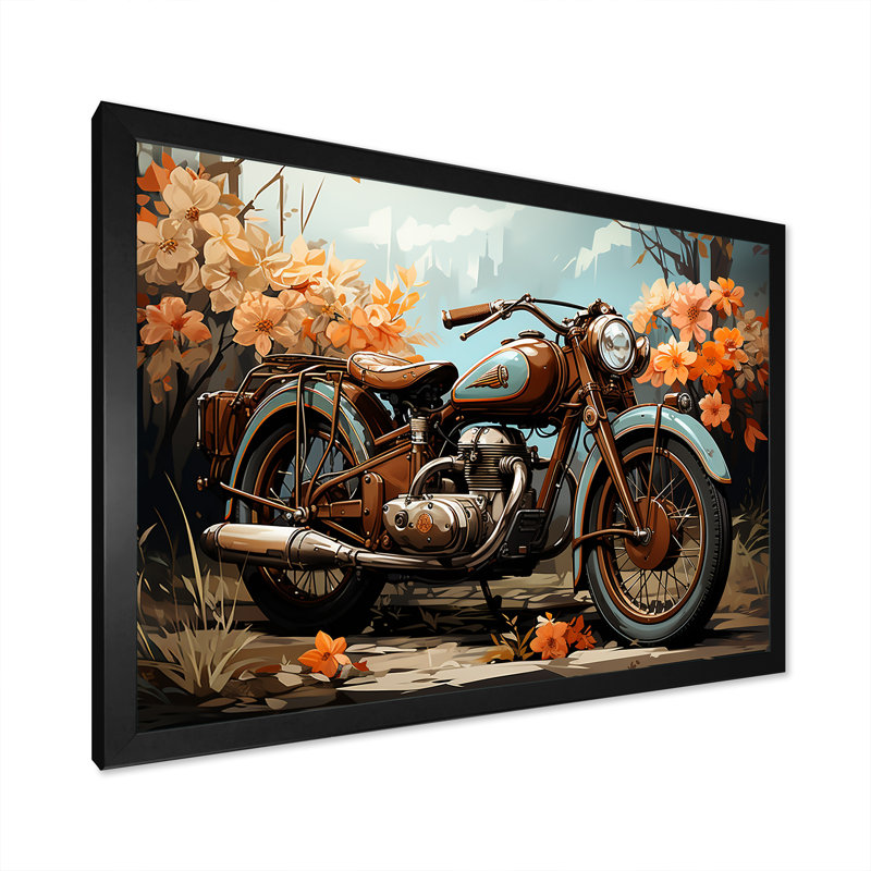 Rétro Moto I, H 24 po x l 32 po x P 1 po, Cadre simple noir