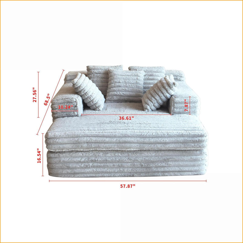 Méridienne Lazy Coussins | Gris clair | Tissu