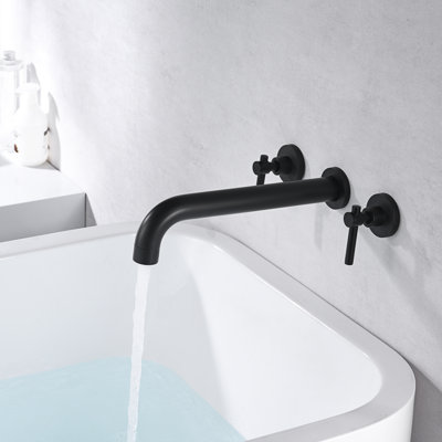 High Flow Rate Extra Long Spout Double Handle Wall Mounted