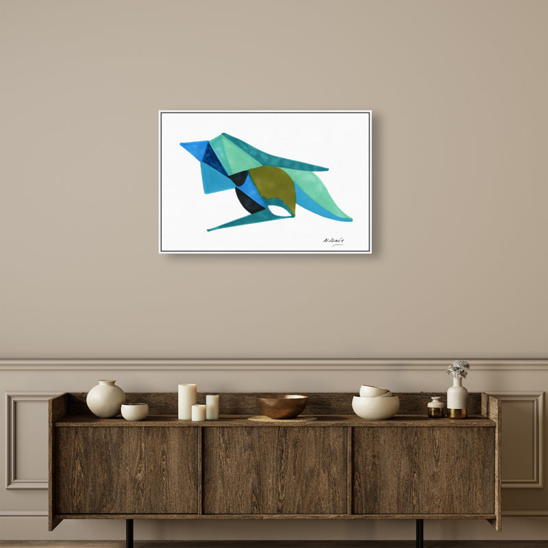 Manuel Roman - Azules Y Aquas Print by Oliver Gal, 25"H x 37"W, White Floater Frame