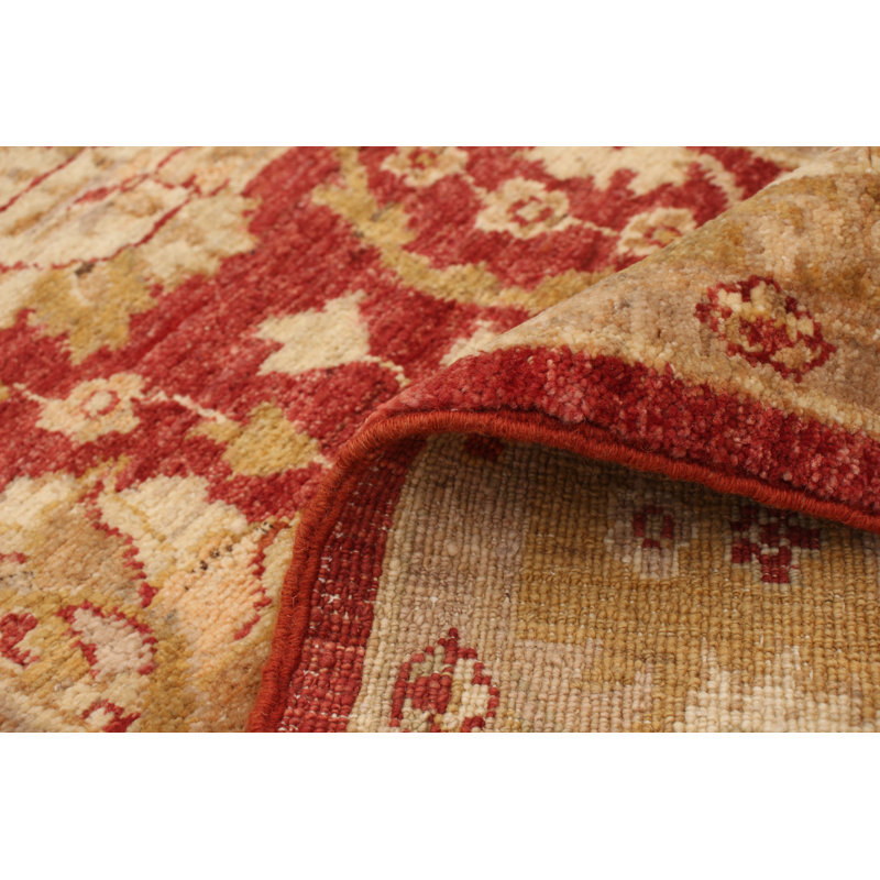 Tapis de couloir en laine noué à la main de conception unique 2 pi 7 po x 10 pi Tapis décoratif en rouge foncé/brun