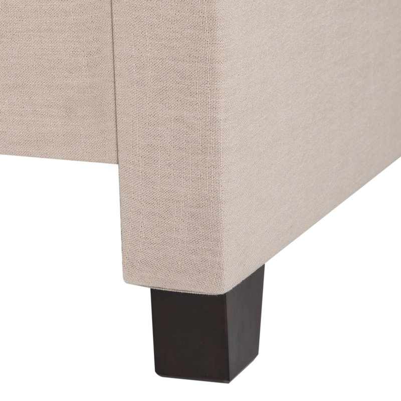 Upholstered Standard Bed, Full, Beige Linen