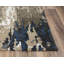 Tapis beige / bleu touffeté à la main-1108440482