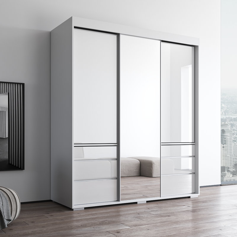 Armoire blanche 71 "avec miroir Monaco 71", Blanc