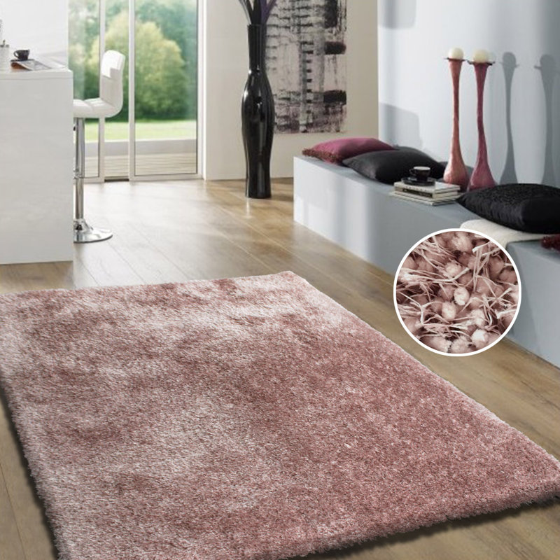 Tapis rose touffeté à la main Huya, Rectangle 8 pi x 11 pi