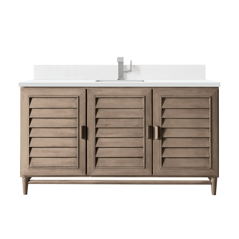 Meuble-lavabo simple l 60 po Broeder, Blanc Zeus, Trou unique