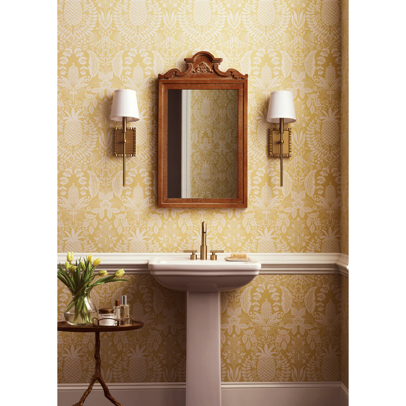 Papier peint ananas damassé, Jaune