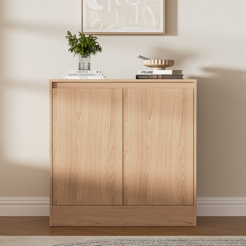 Buffet Cabinet With Storage, Coffee Bar Cabinet With 2 Doors And Adjustable Shelf, Modern Kitchen Buffet Sideboard For Living Room, Kitchen, Oak