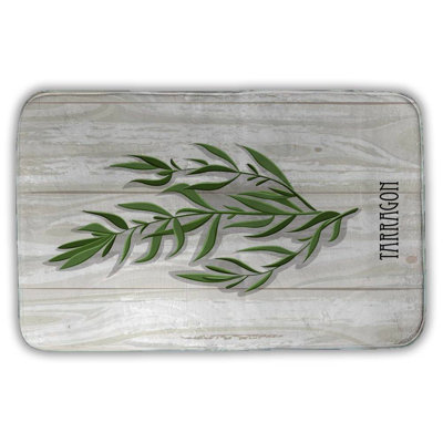Tarragon on wood Bath Mat with Non-Slip Backing - Quick Dry Memory Foam Bathroom Rug - Absorbent - Modern Plush Spa-Style - Machine Washable
