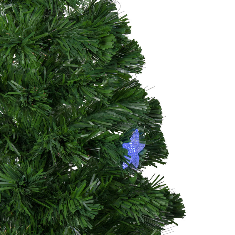 Arbre de Noël artificiel pré-éclairé en couleur avec lumières à fibre optique, H 4 pi