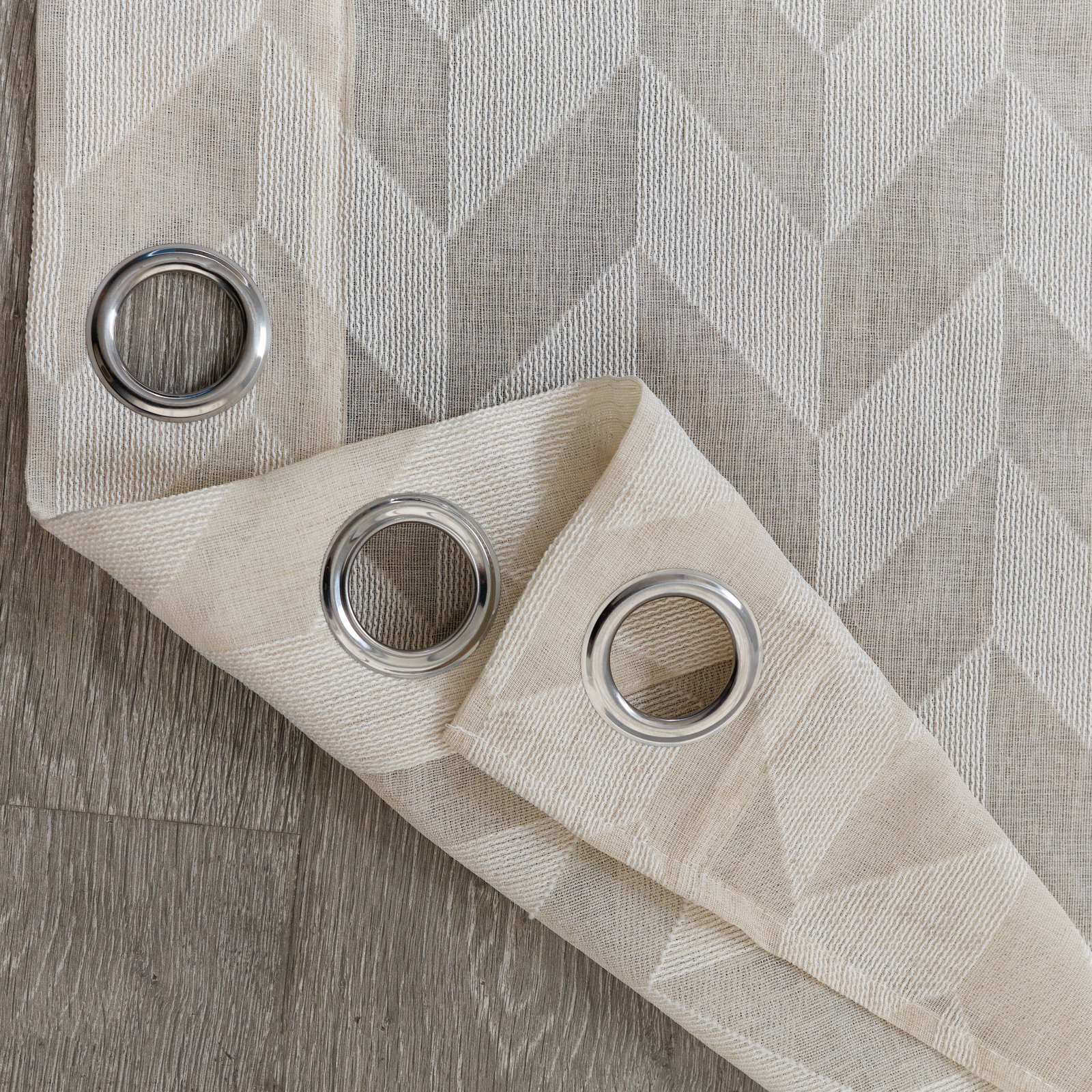 Stavros Chevron Sheer Curtain Panel, Sand, 52" x 54"