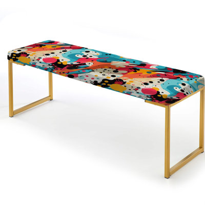 Colorful Poupart Vortex Fusion - Geometric Upholstered Gold Bench