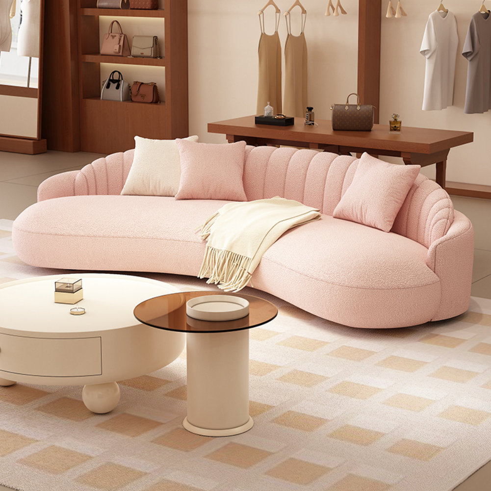 French Cream Style Pink Sofa Orren Ellis