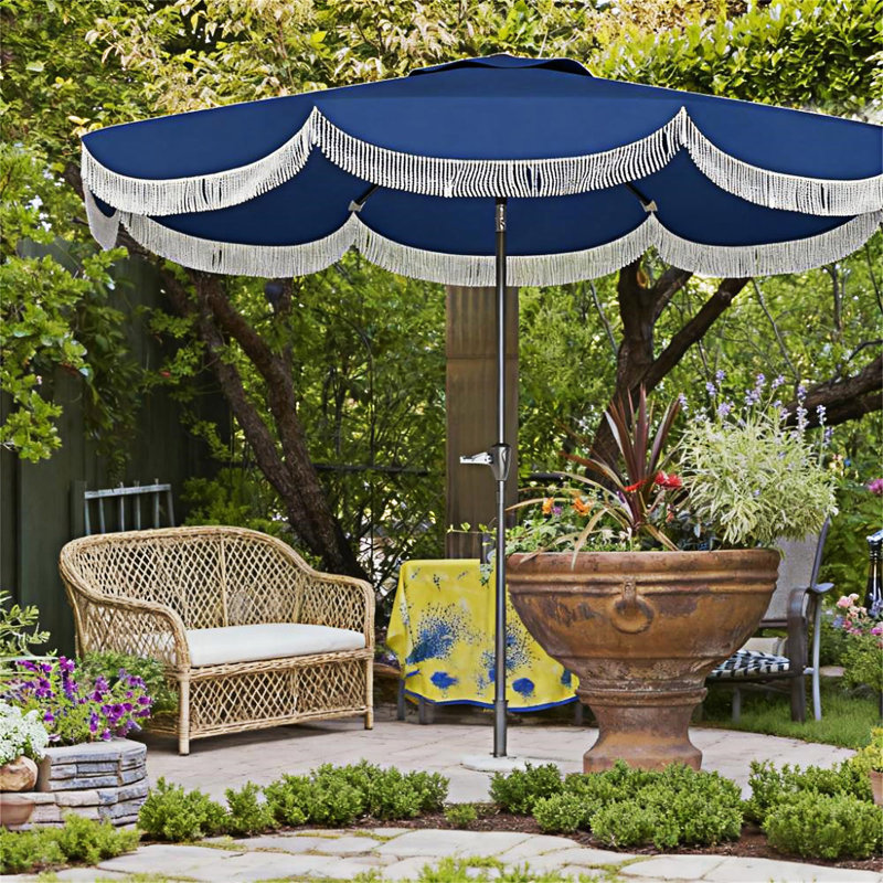 Parasol d'extérieur avec manivelle, Navy Blue