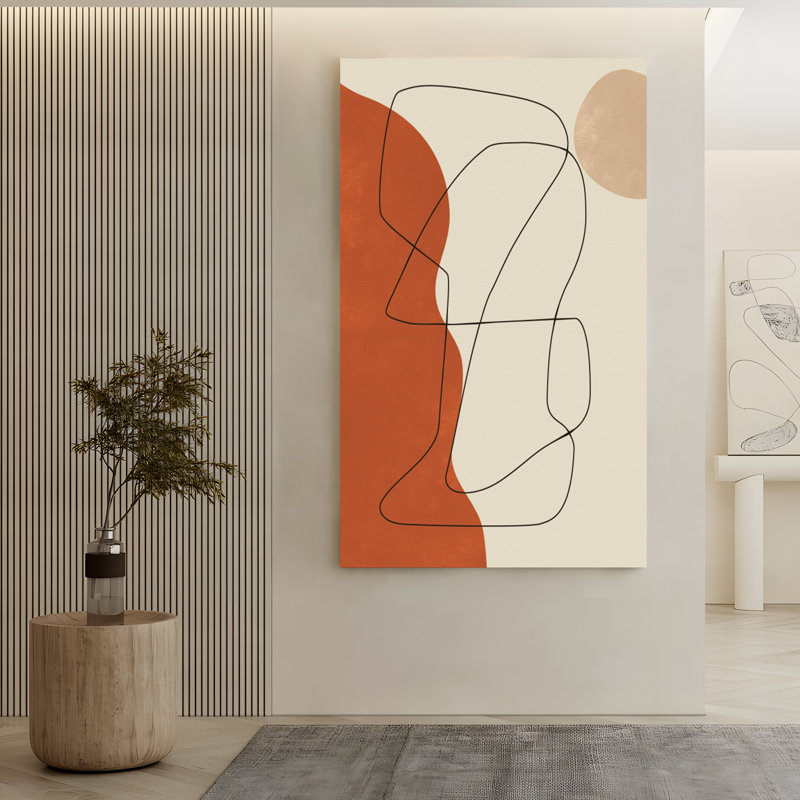 1 Piece Framed Wrapped Canvas Wall Art Abstract Line On Canvas Print, 43" H x 28" W