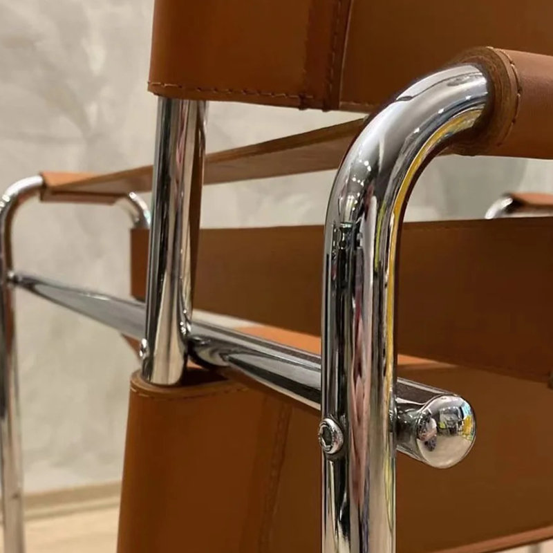 Fauteuil d'appoint Torvehallerne avec structure en acier inoxydable - Design moderne, sièges confortables, Similicuir orange