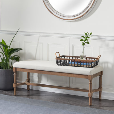 Banc en bois avec siège en toile de jute Alfus