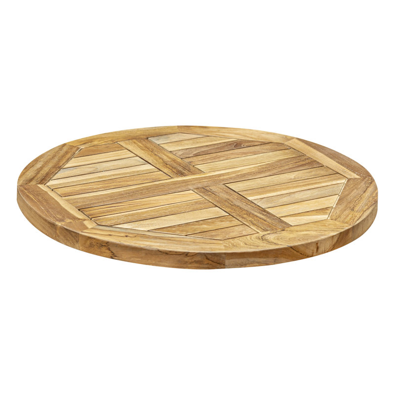 Plateau de table rond en teck Patty, H 1,25 po x l 24 po x P 24 po