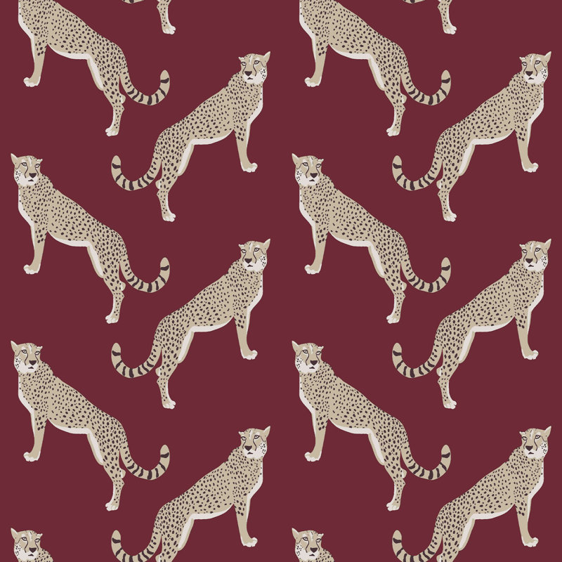 Nicole Miller Nicole Miller Guepardo Peel & Stick Wallpaper, Red