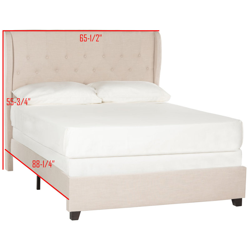 Christerfer Tufted Upholstered Low Profile Standard Bed, Queen, Beige Linen