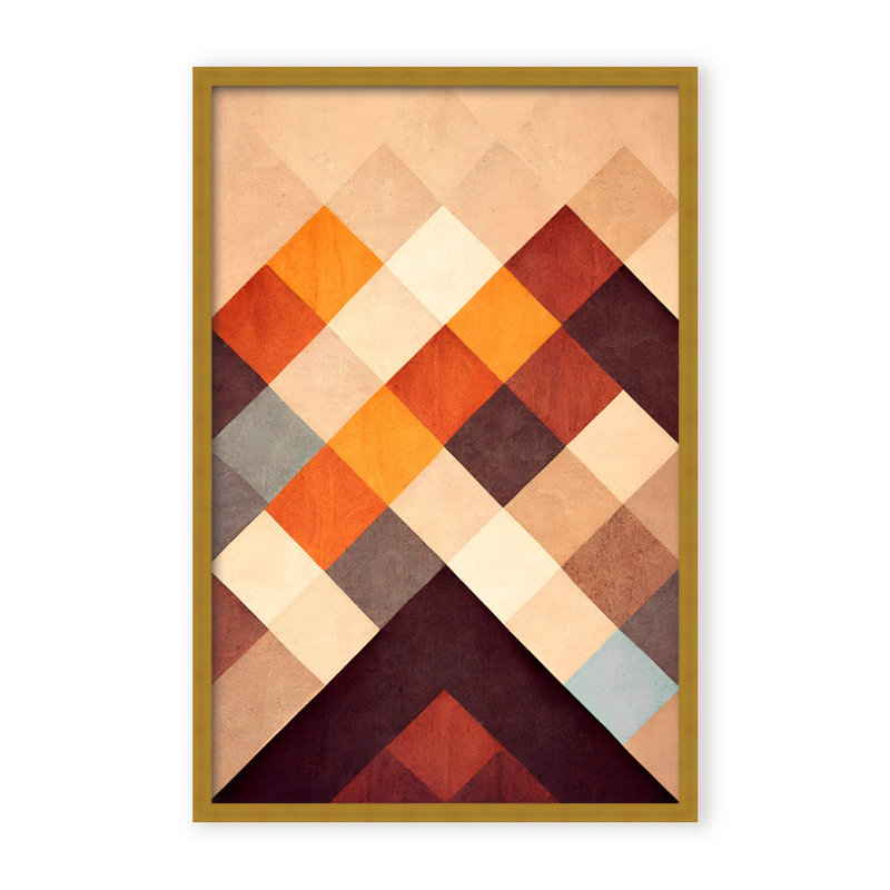 Abstract The Pyramid by  - Picture Frame Graphic Art on Paper, 24" H x 16" W x 1.125" D, Framed Matted Print, Brown