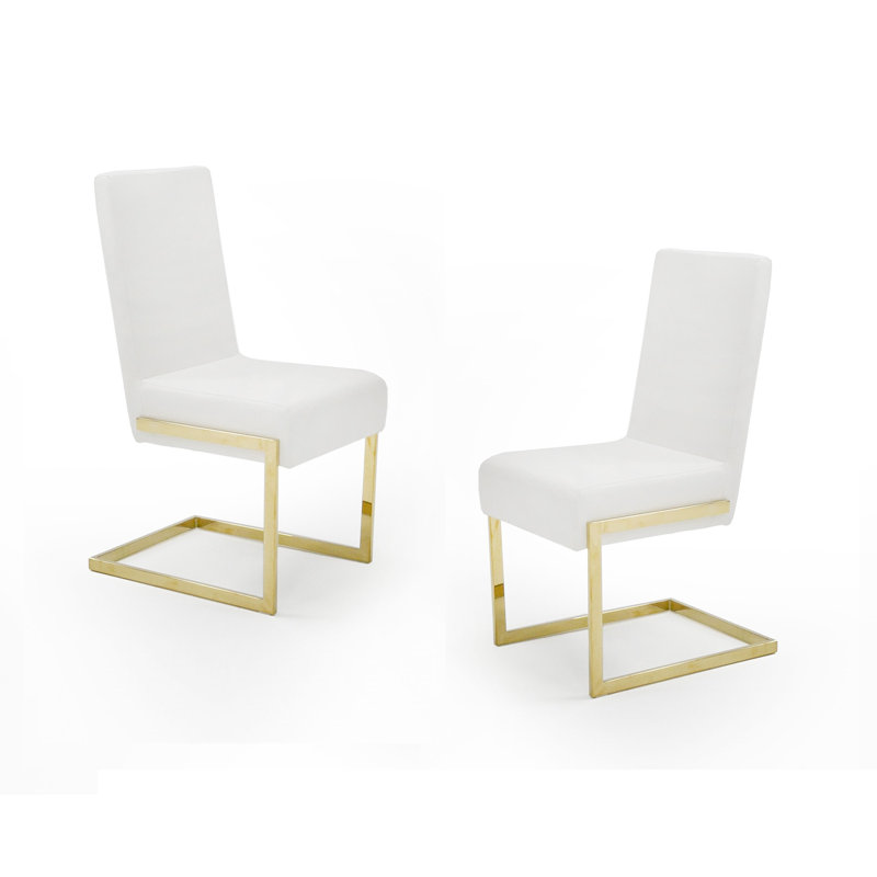 Oman 19'' H Faux Leather Upholstered Side Chair, Gold