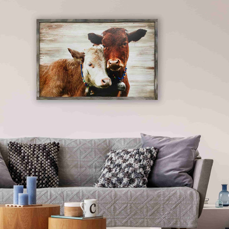 Deux vaches romantiques - impression sur toile tendue, H 24 po x l 36 po x P 1,5 po